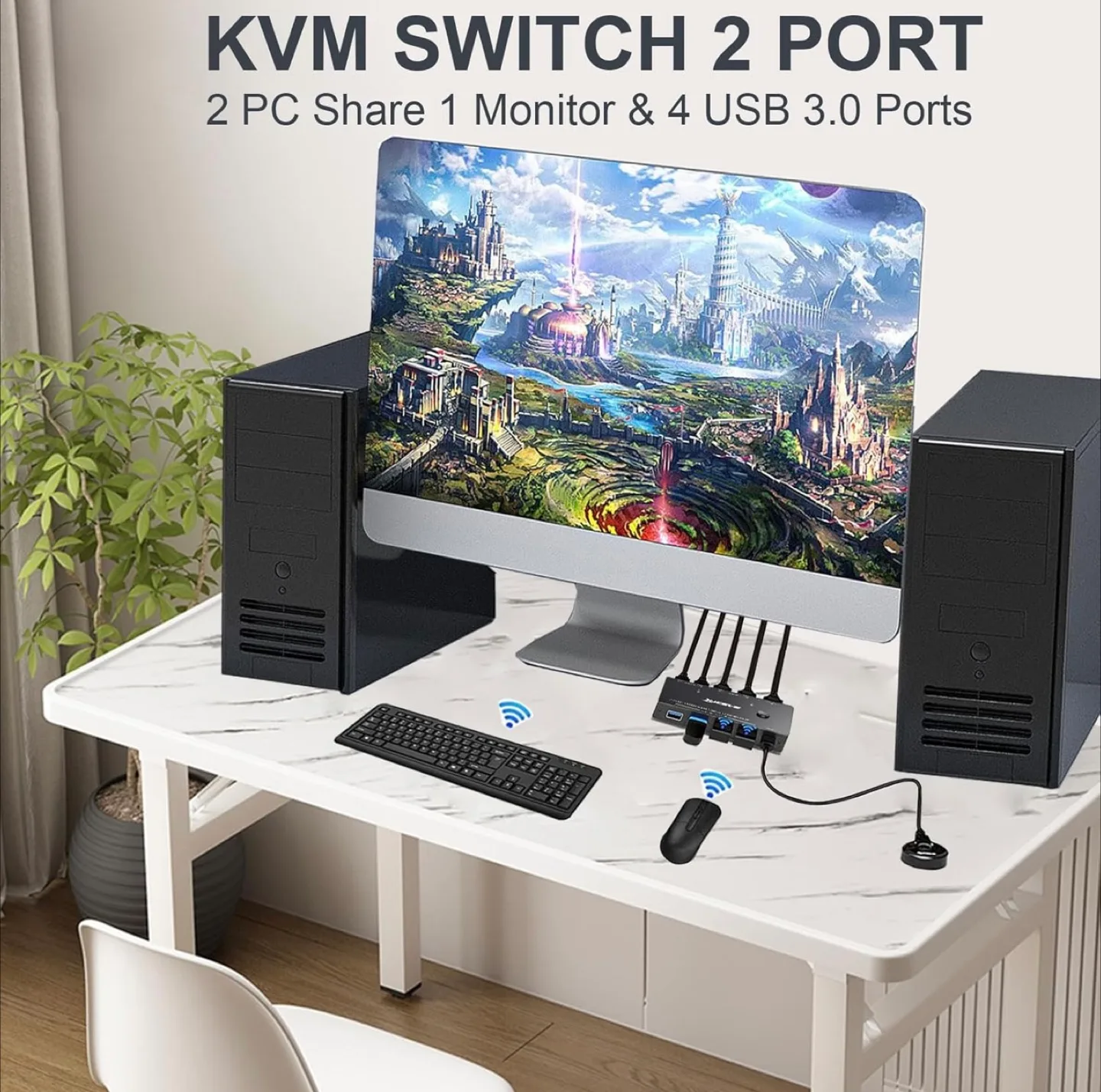 KCEVE 2 Port HDMI KVM Switch 8K@60Hz image indicator(4)