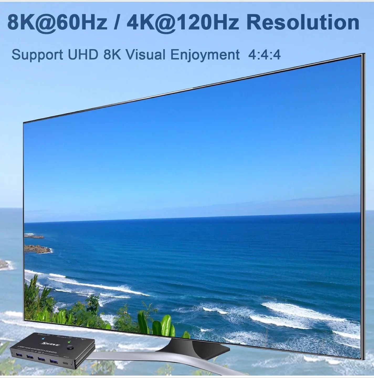 KCEVE 2 Port HDMI KVM Switch 8K@60Hz image indicator(10)