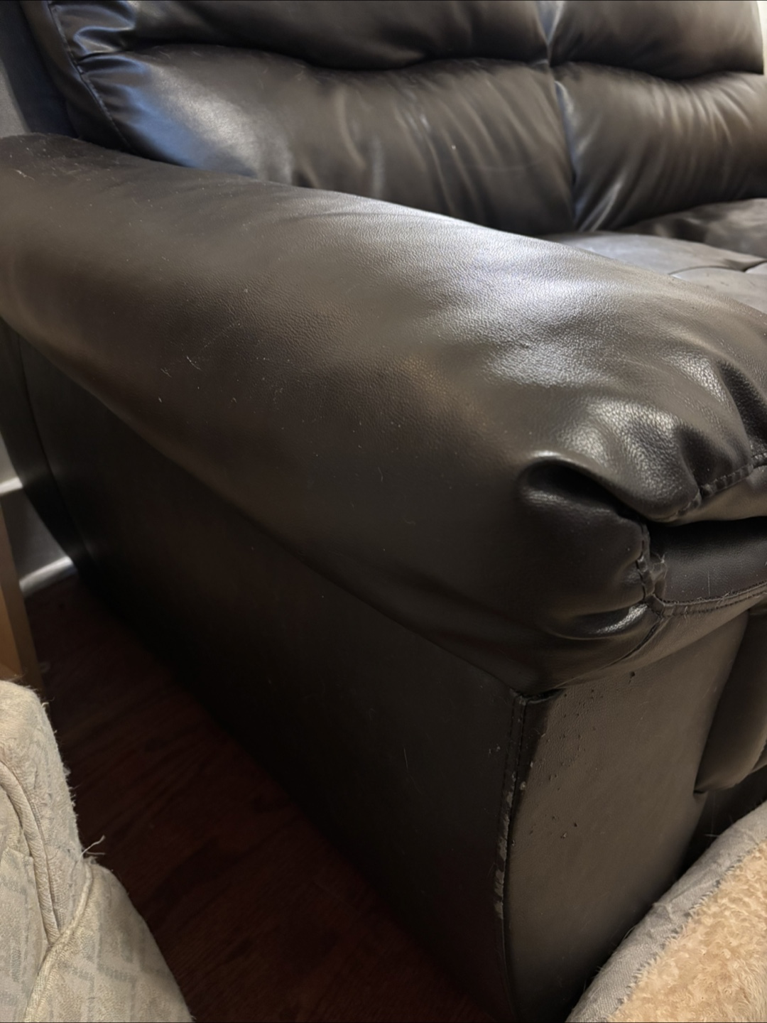 Black Leather Couch - photo 3