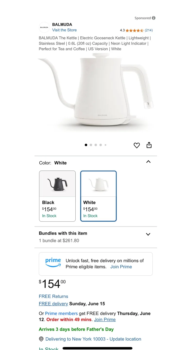 BALMUDA Electric Kettle was $154 fast boil image indicator(2)