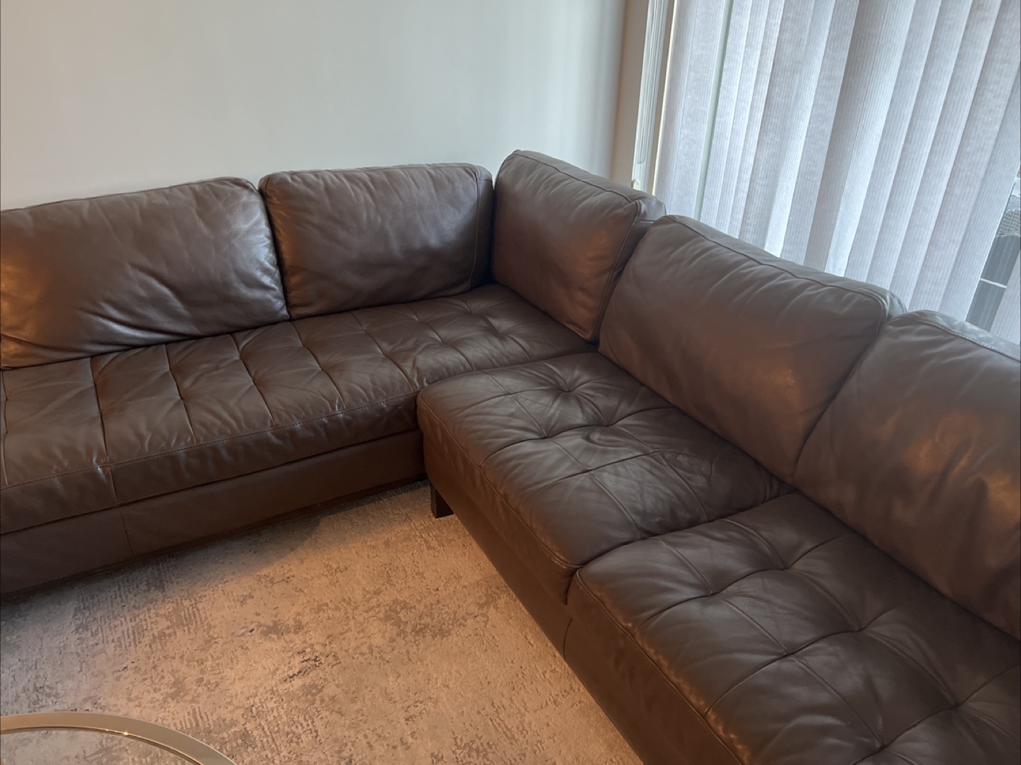 Brown Leather Sectional Sofa - photo 3
