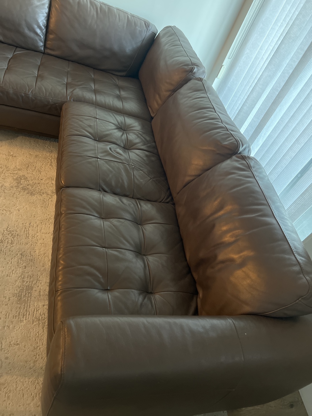 Brown Leather Sectional Sofa - photo 2