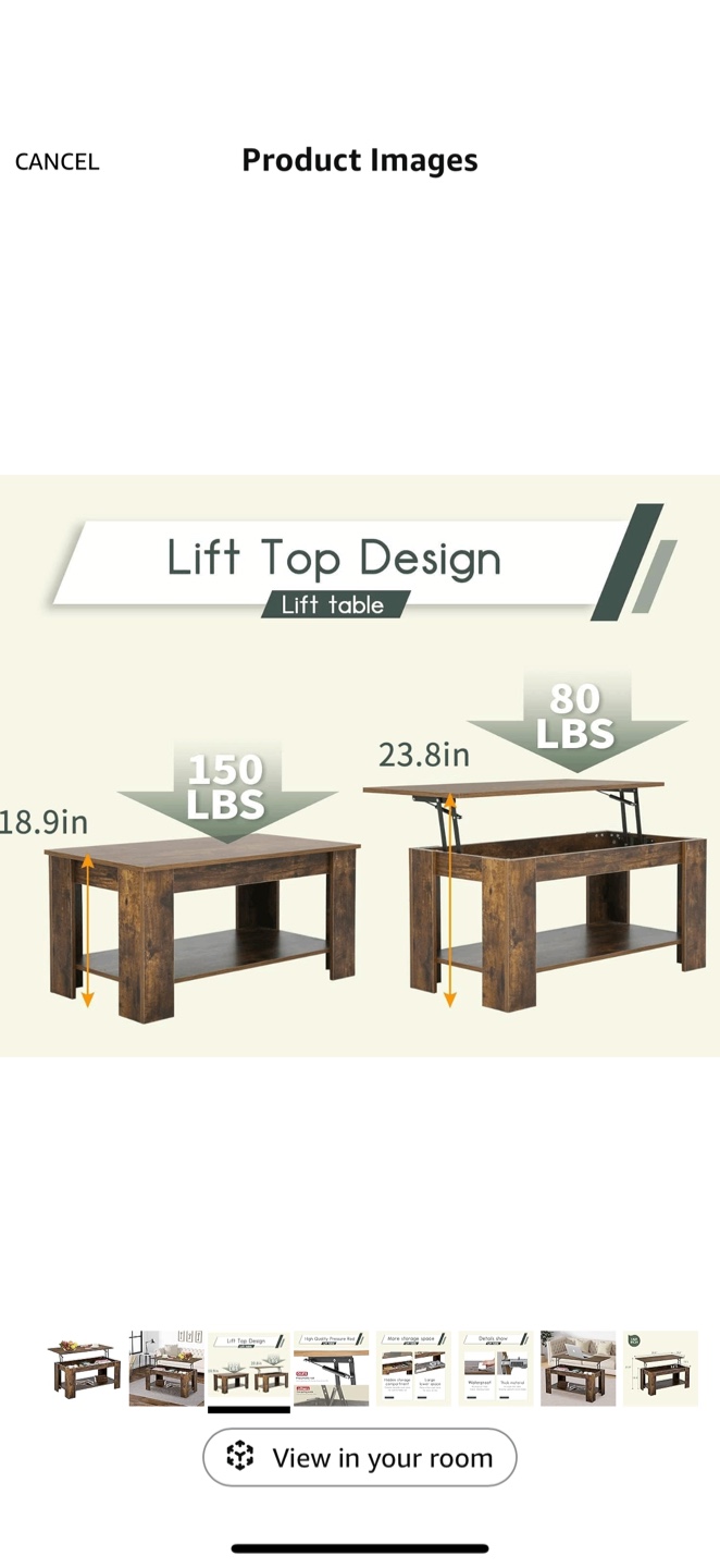 Wooden Lift Top Coffee Table - photo 3