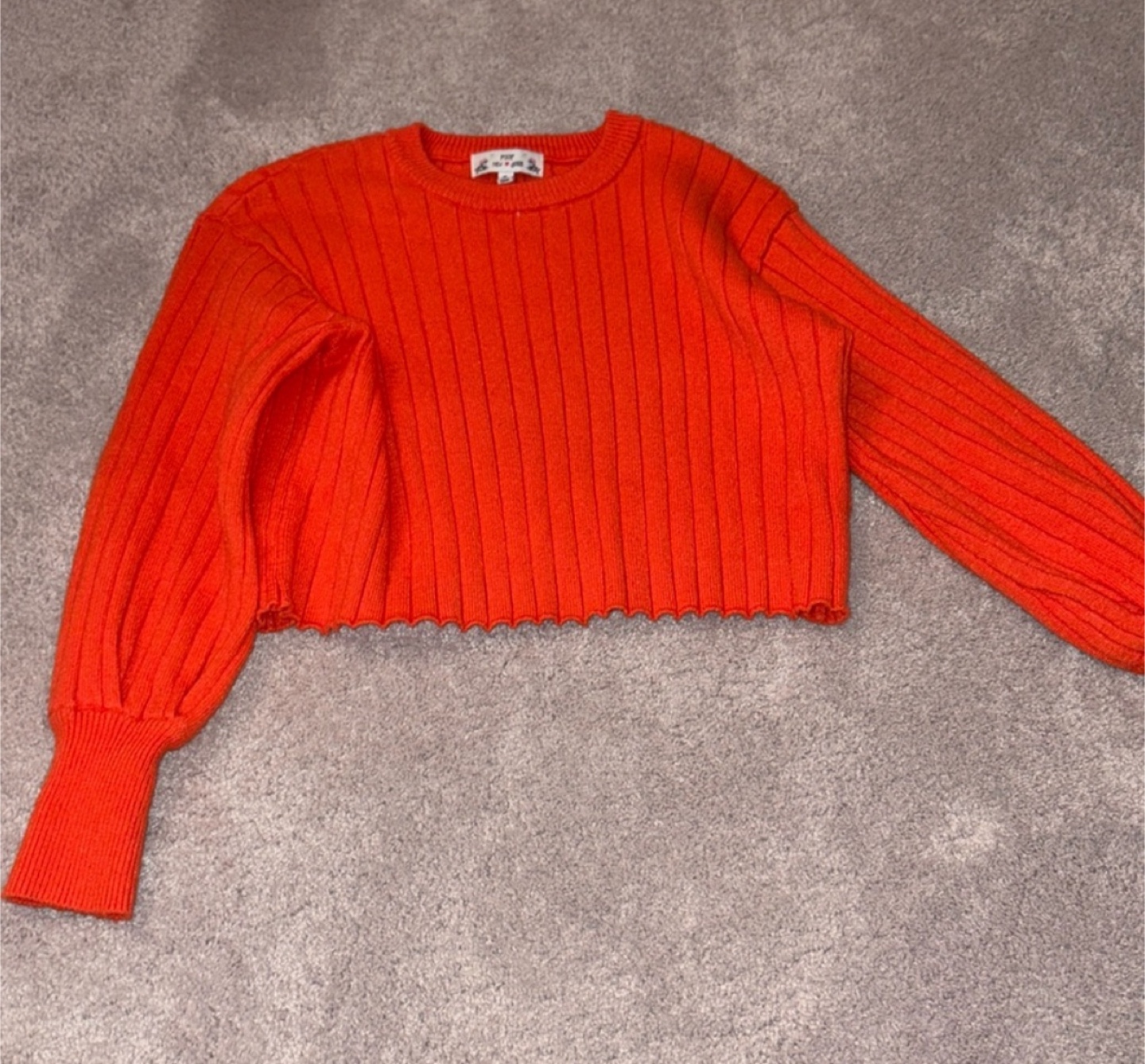 Orange Ribbed Knit Sweater