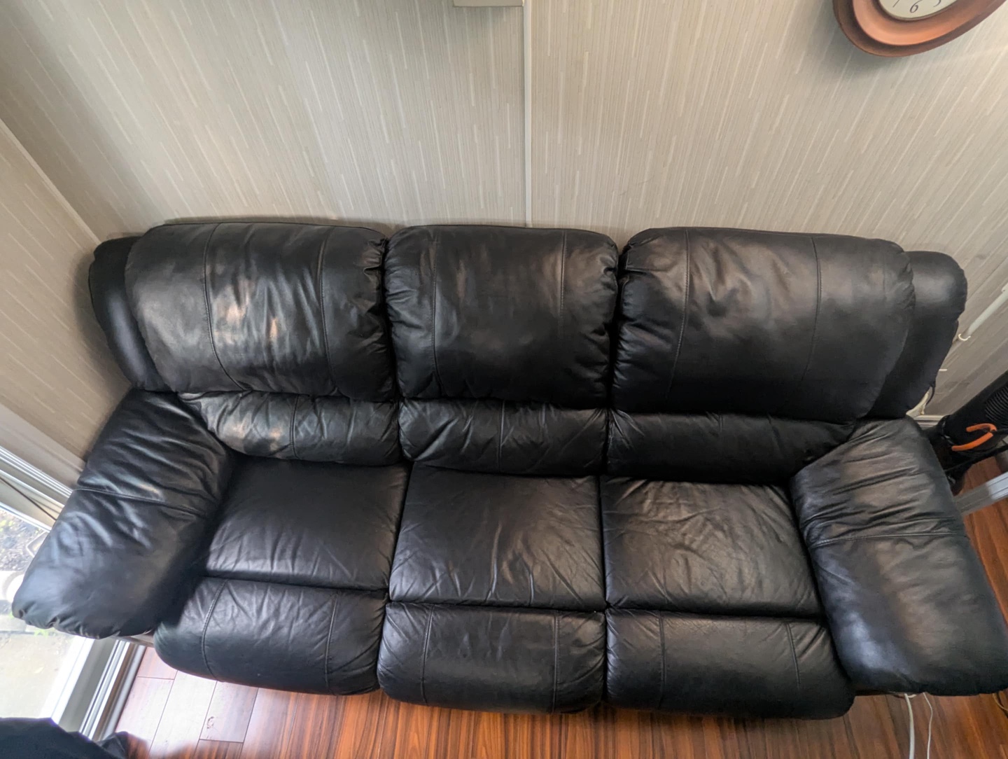 Black Leather Couch - photo 3