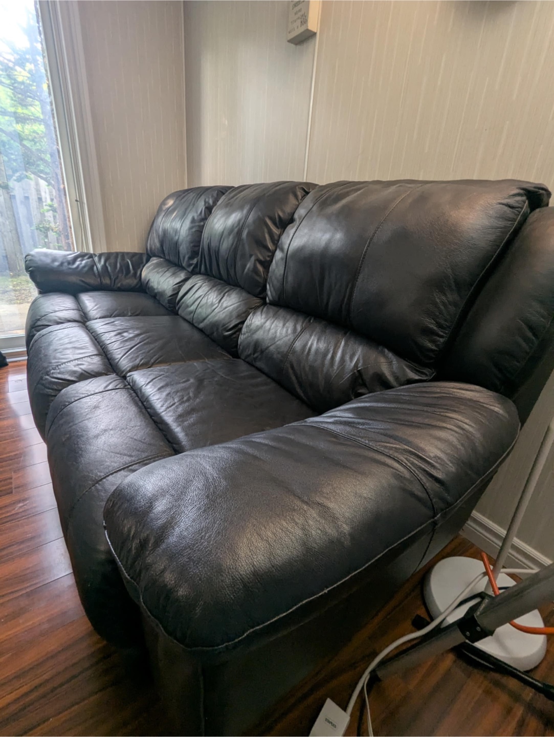 Black Leather Couch - photo 2