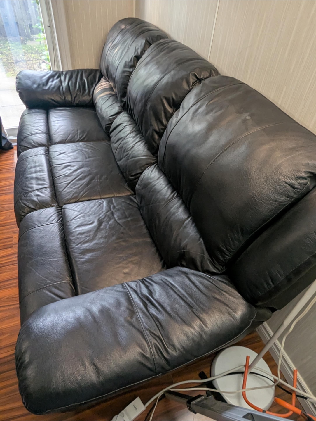 Black Leather Couch - photo 4