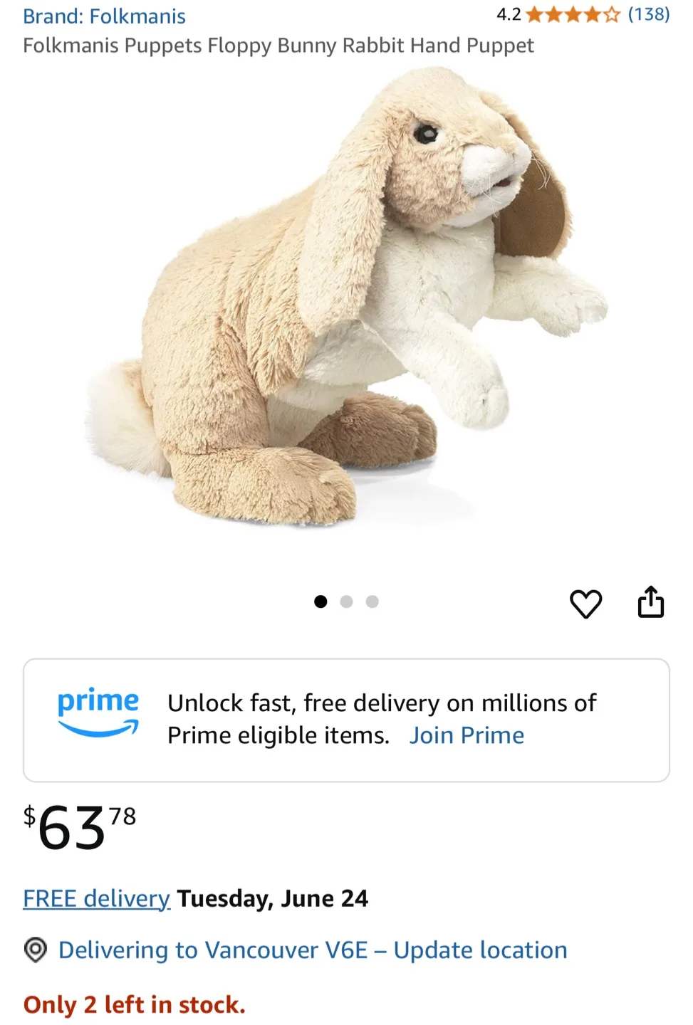 Folkmanis Puppets Floppy Bunny Rabbit Hand Puppet image indicator(5)