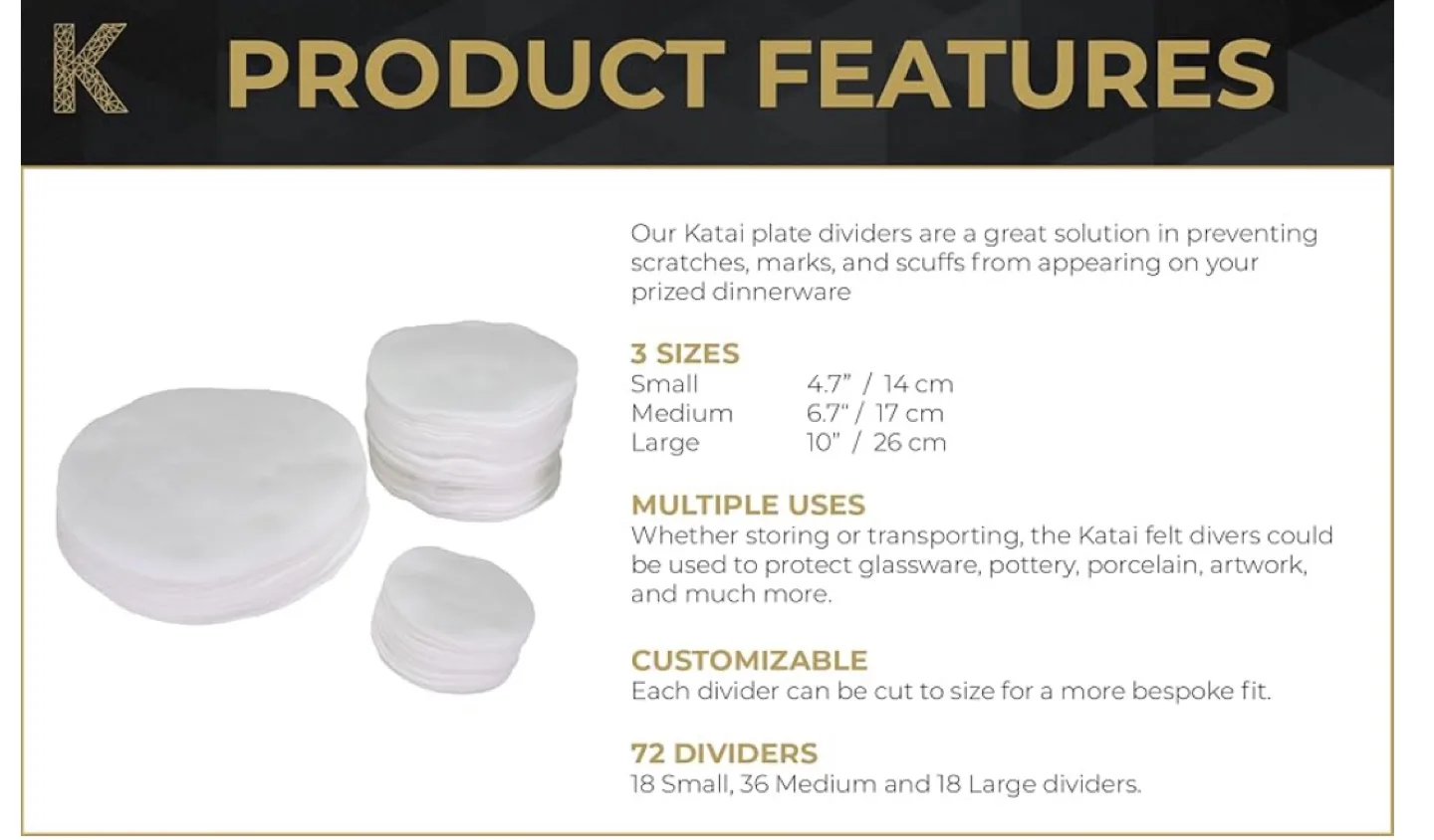 Brand New 72pcs Katai Felt Plate Dividers - Pack, Move, Store image indicator(9)