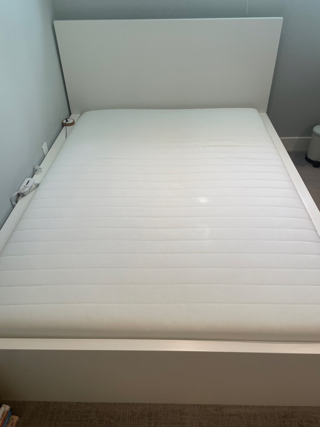 Ikea White Bed Frame with Mattress (Double) - photo 4