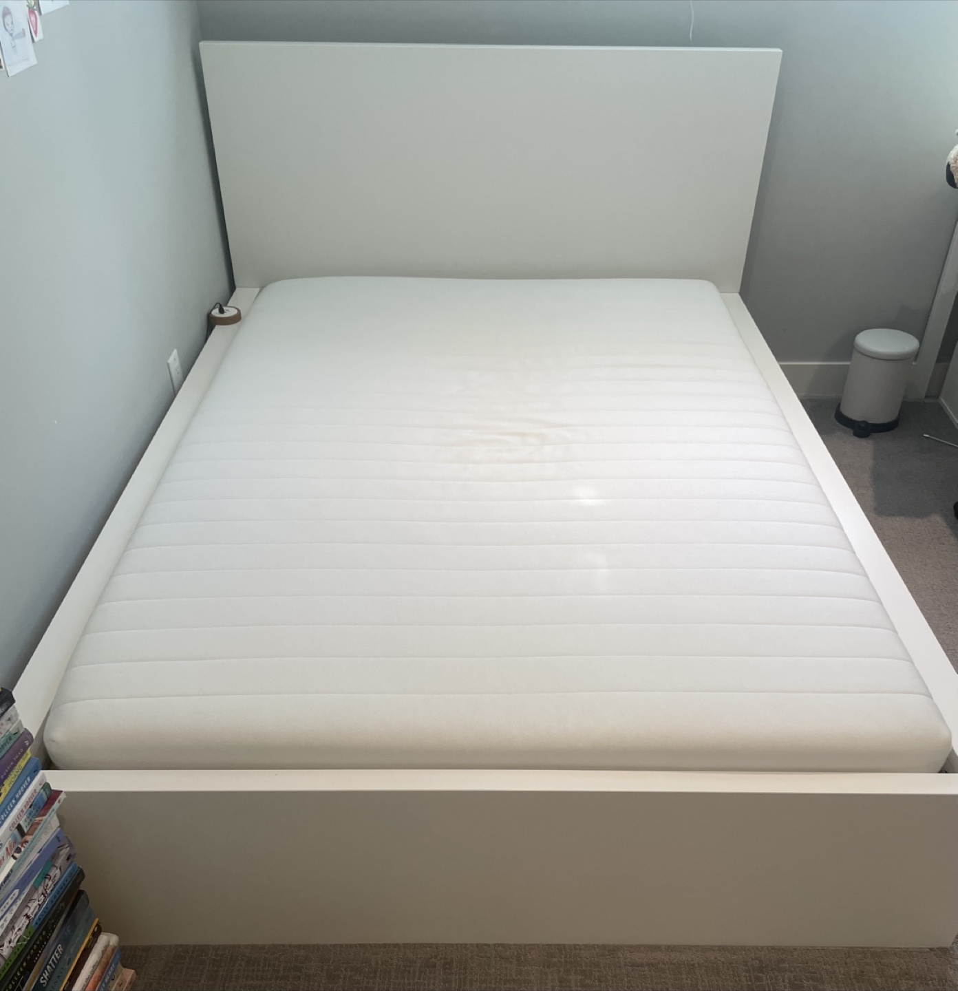 Ikea White Bed Frame with Mattress (Double) - photo 2