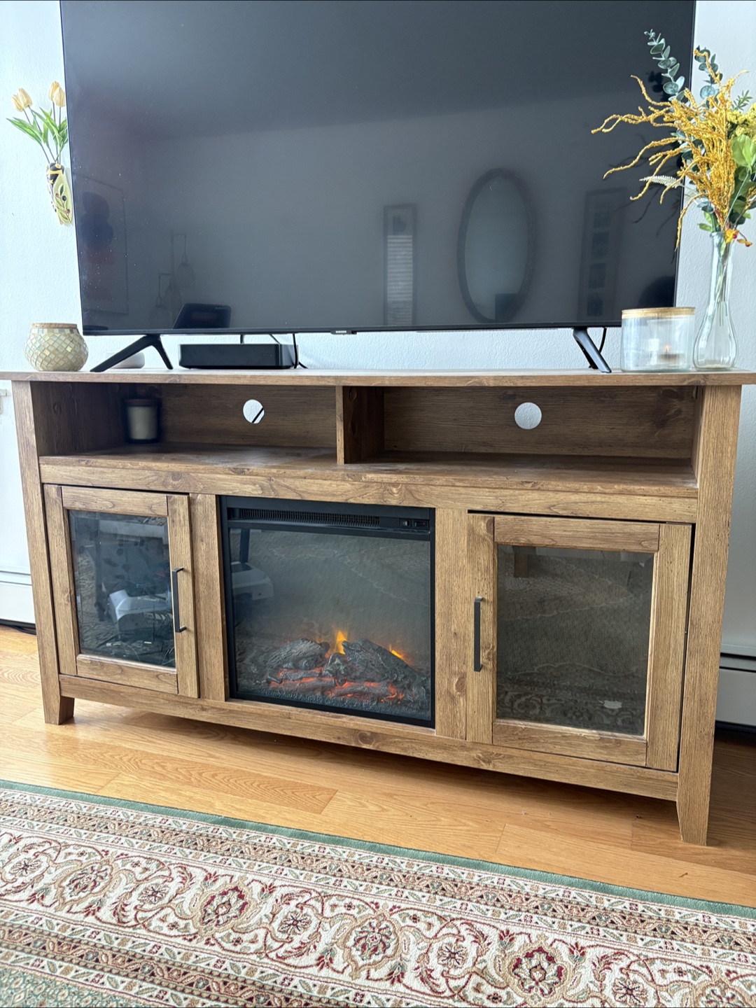 58" Media Console with Electric Fireplace