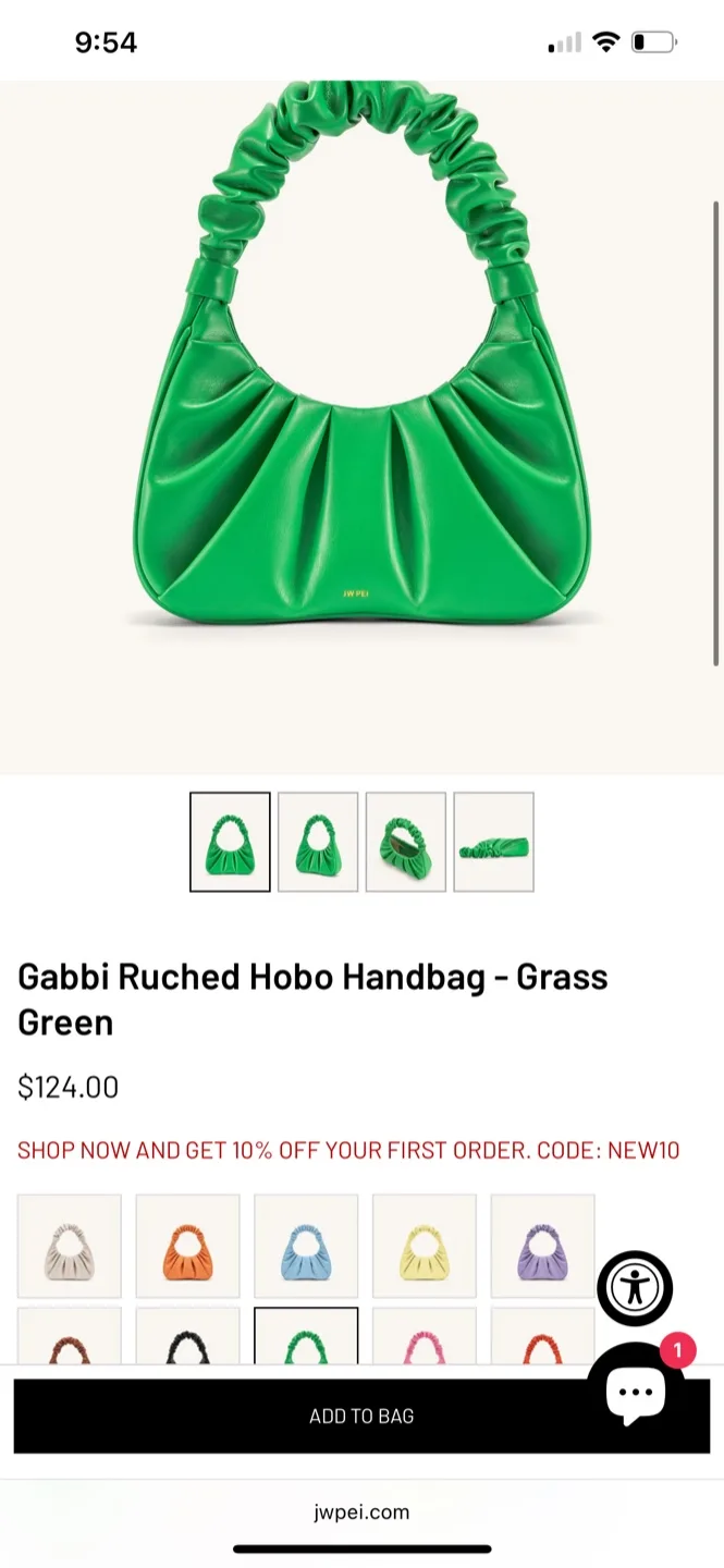 JW PEI Gabbi Ruched Hobo Handbag - Green thumbnail