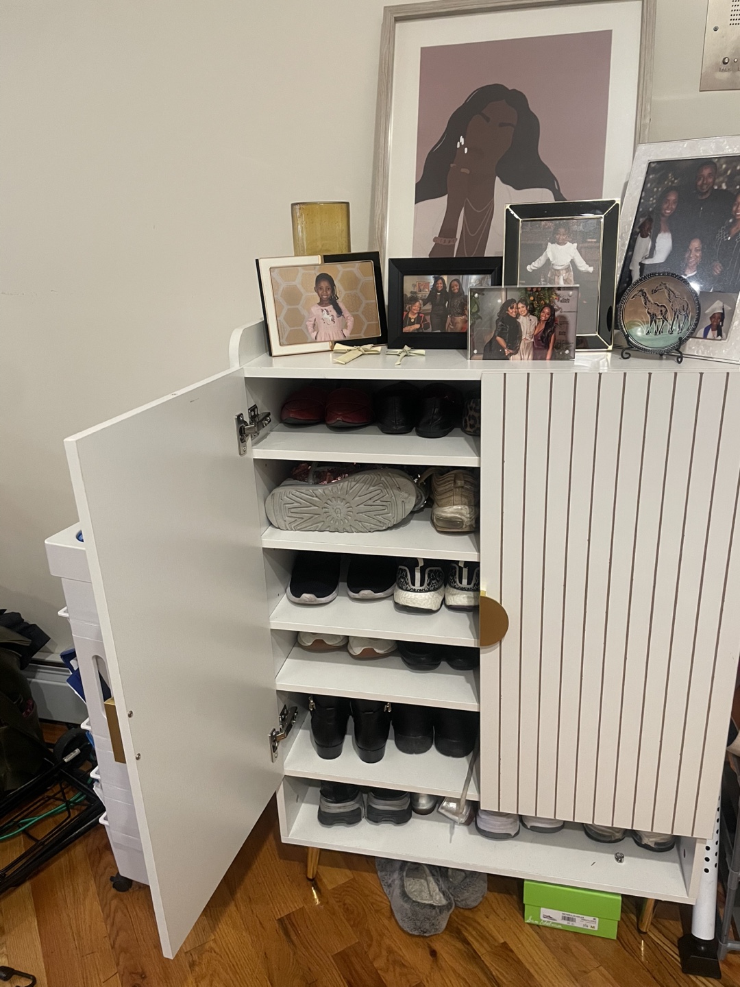 White Wooden Shoe Cabinet - photo 3