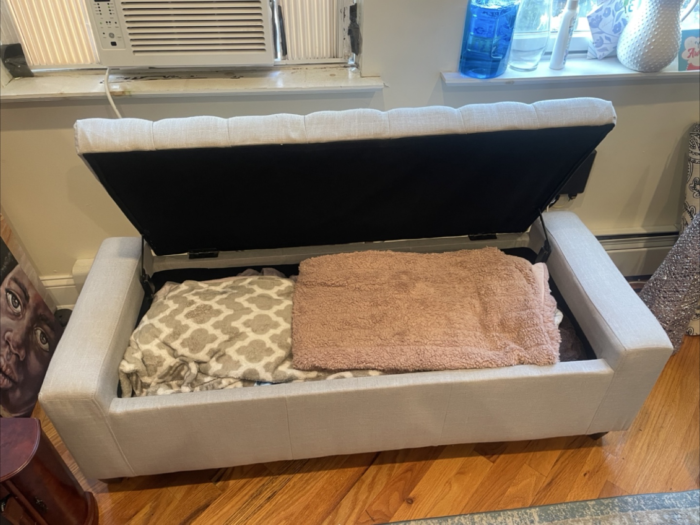 Gray Tufted Storage Bench - photo 2
