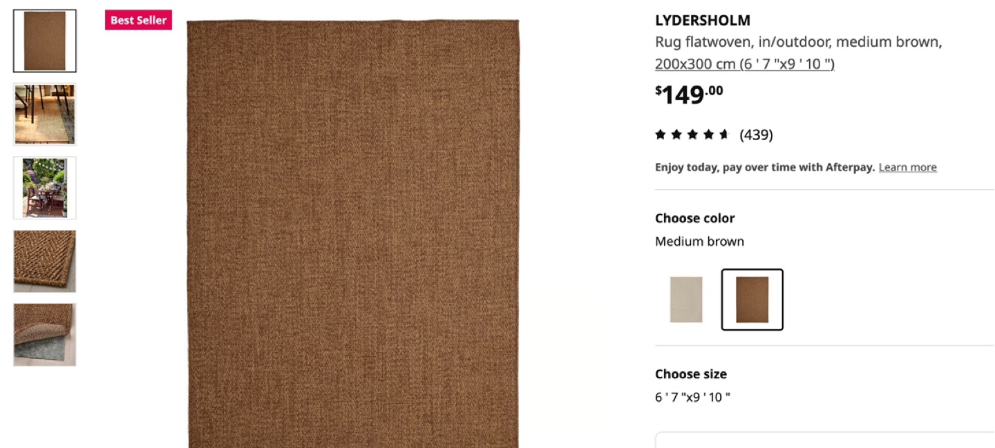 IKEA (indoor / outdoor) 9x6 RUG - Brown Flatwoven Rug - photo 3