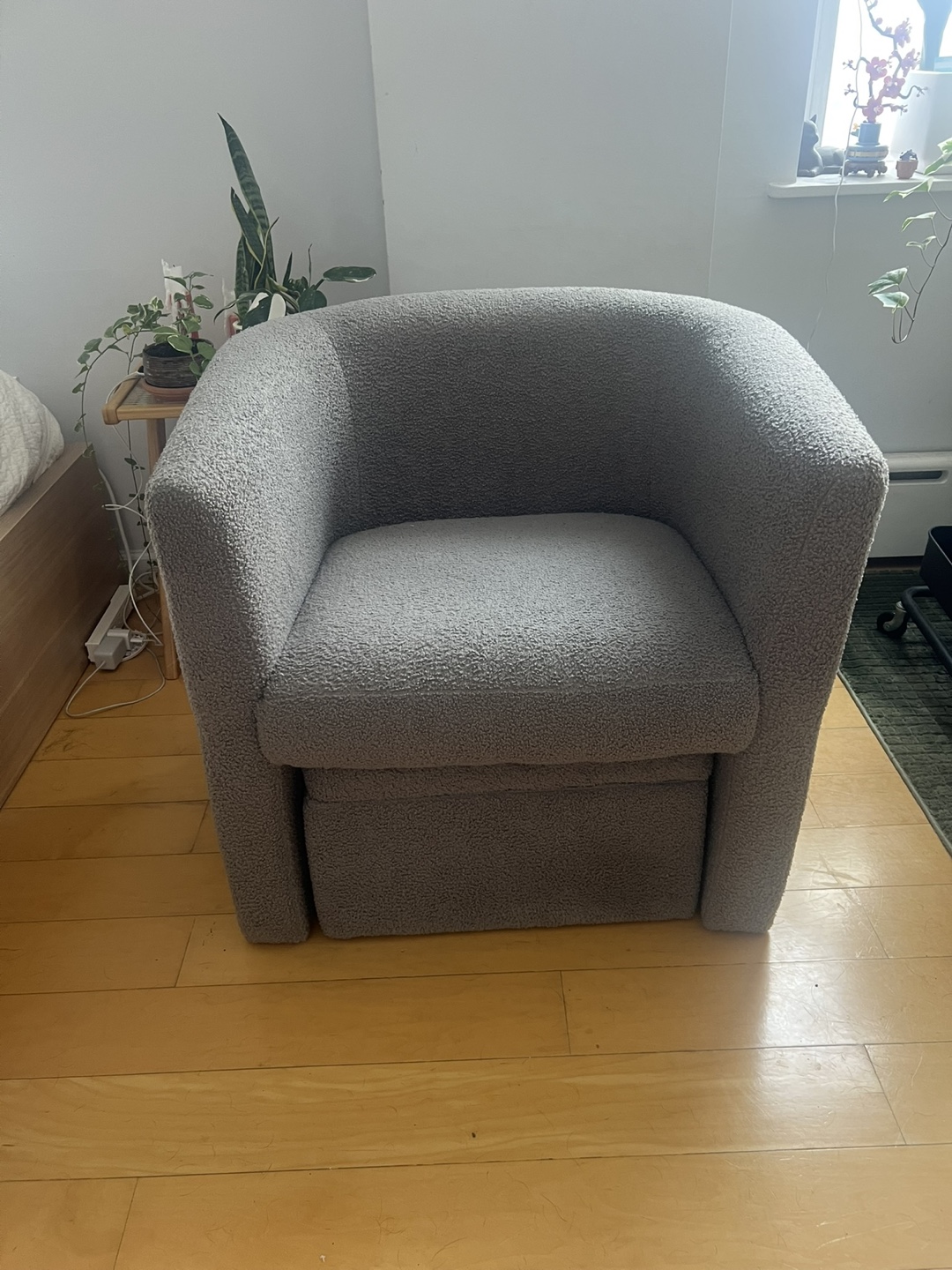 Cozy Grey Boucle Armchair and Ottoman - photo 5