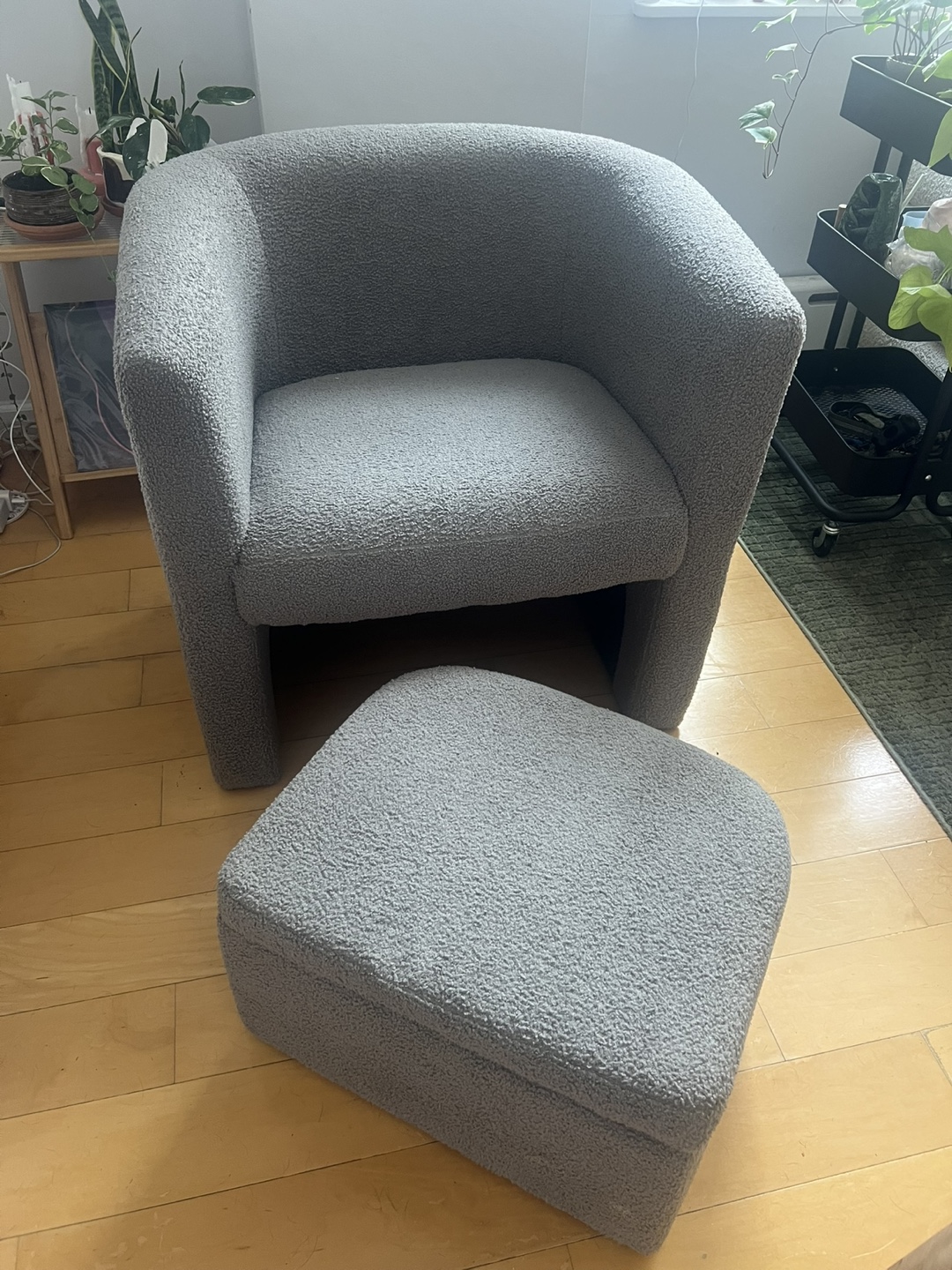 Cozy Grey Boucle Armchair and Ottoman - photo 3