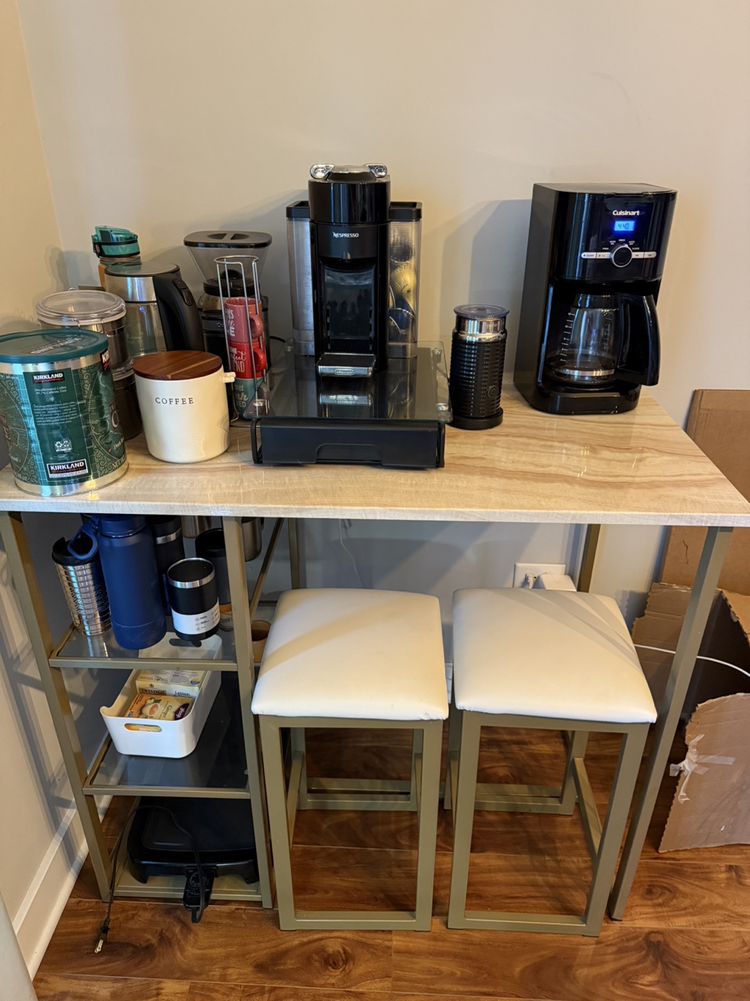 Coffee Bar Station with Stools