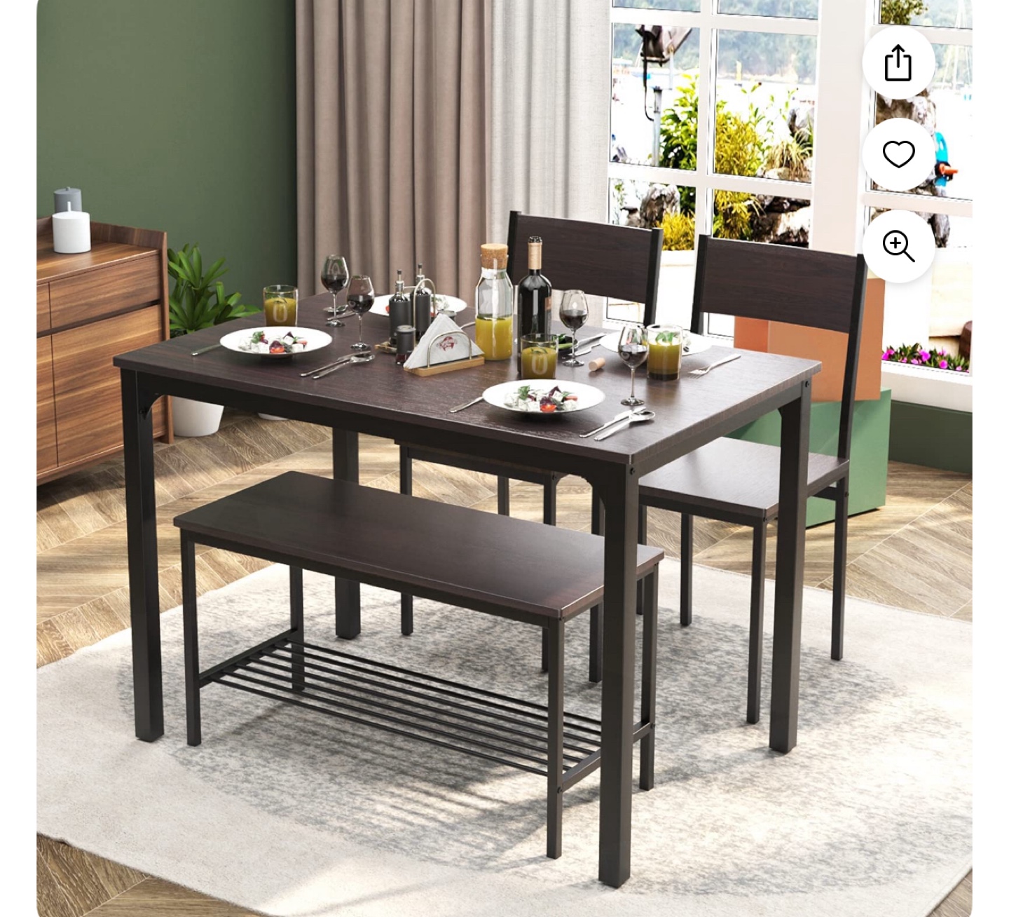 Rustic Dining Table Set with Bench and Chairs - photo 2