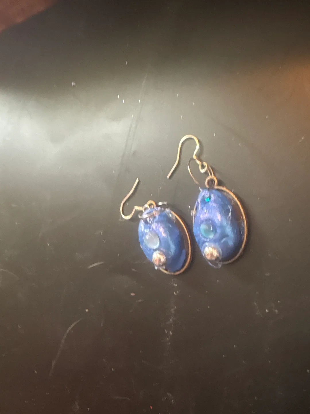 Unique Blue Oval Earrings image indicator(2)