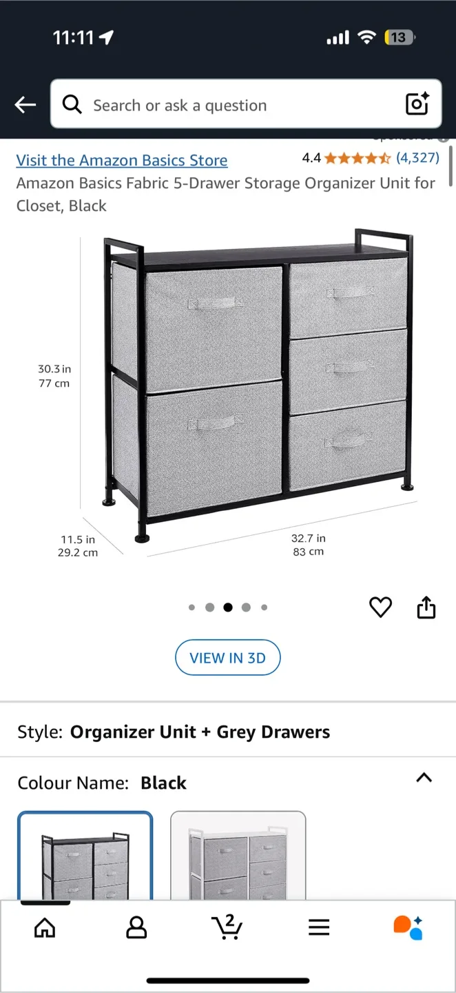 Amazon Basics Fabric 5-Drawer Storage Organizer Unit thumbnail