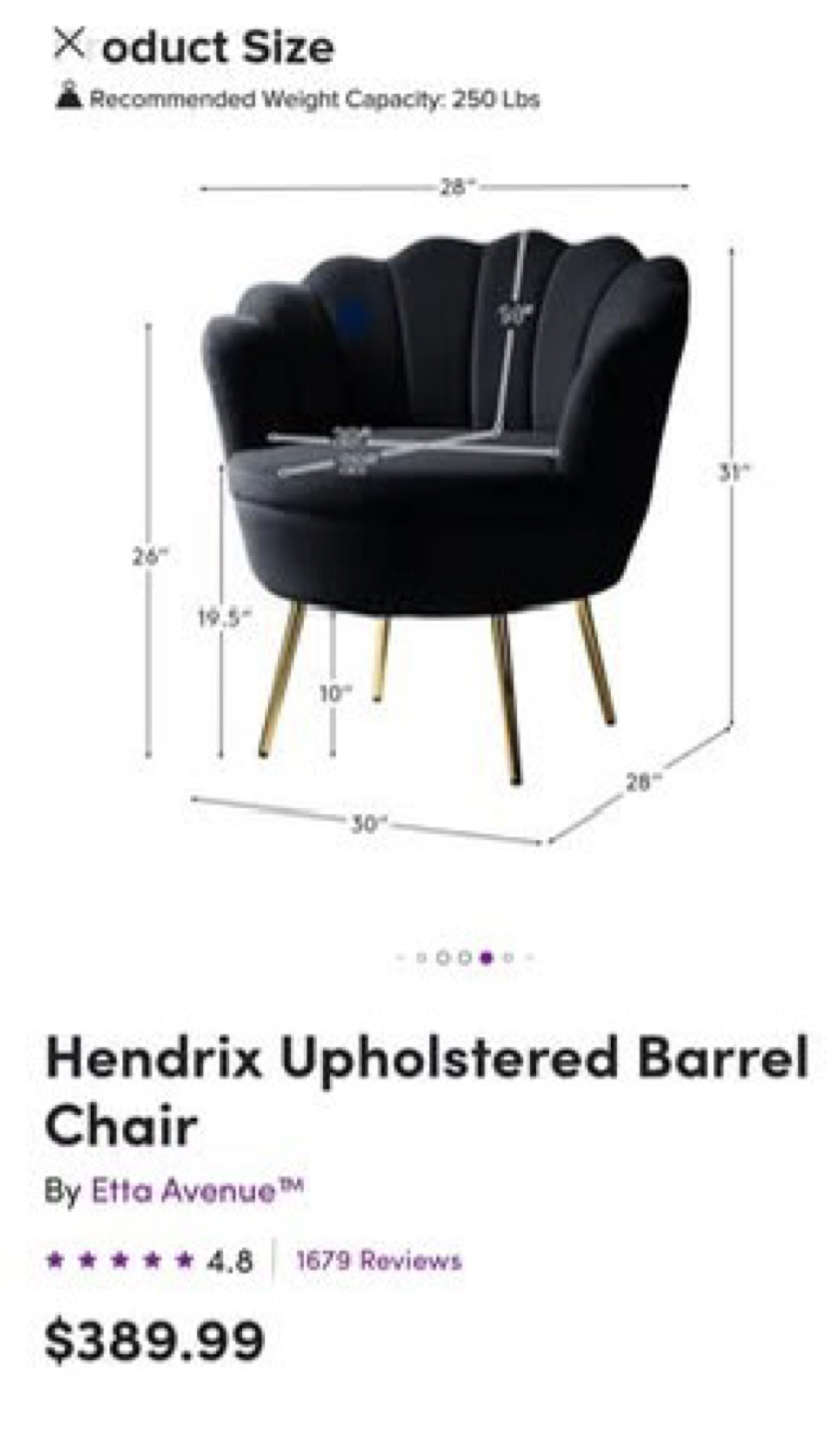 Hendrix Upholstered Barrel Chair - Black - photo 2