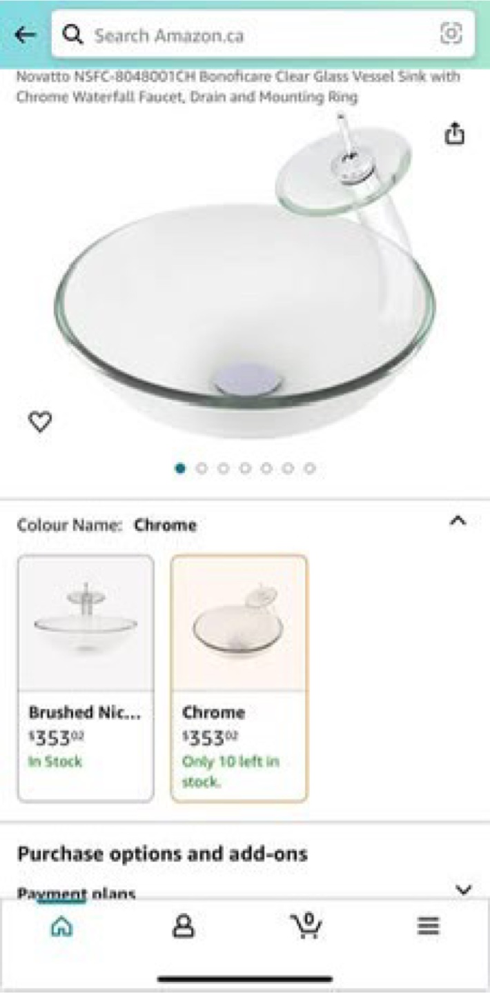 Glass Vessel Sink with Chrome Waterfall Faucet - photo 2