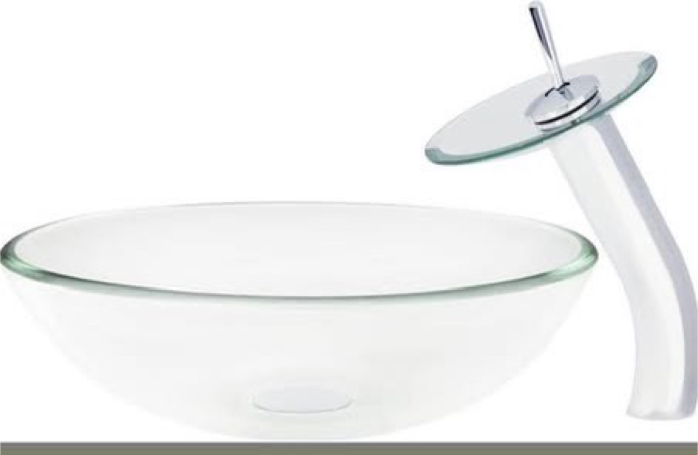 Glass Vessel Sink with Chrome Waterfall Faucet - photo 3