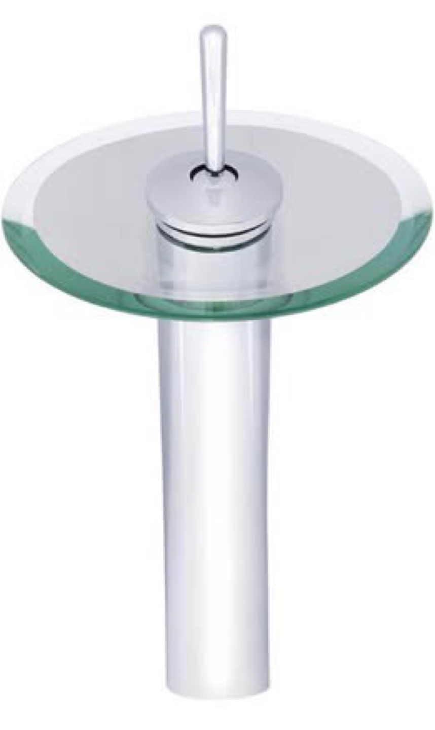Glass Vessel Sink with Chrome Waterfall Faucet - photo 4
