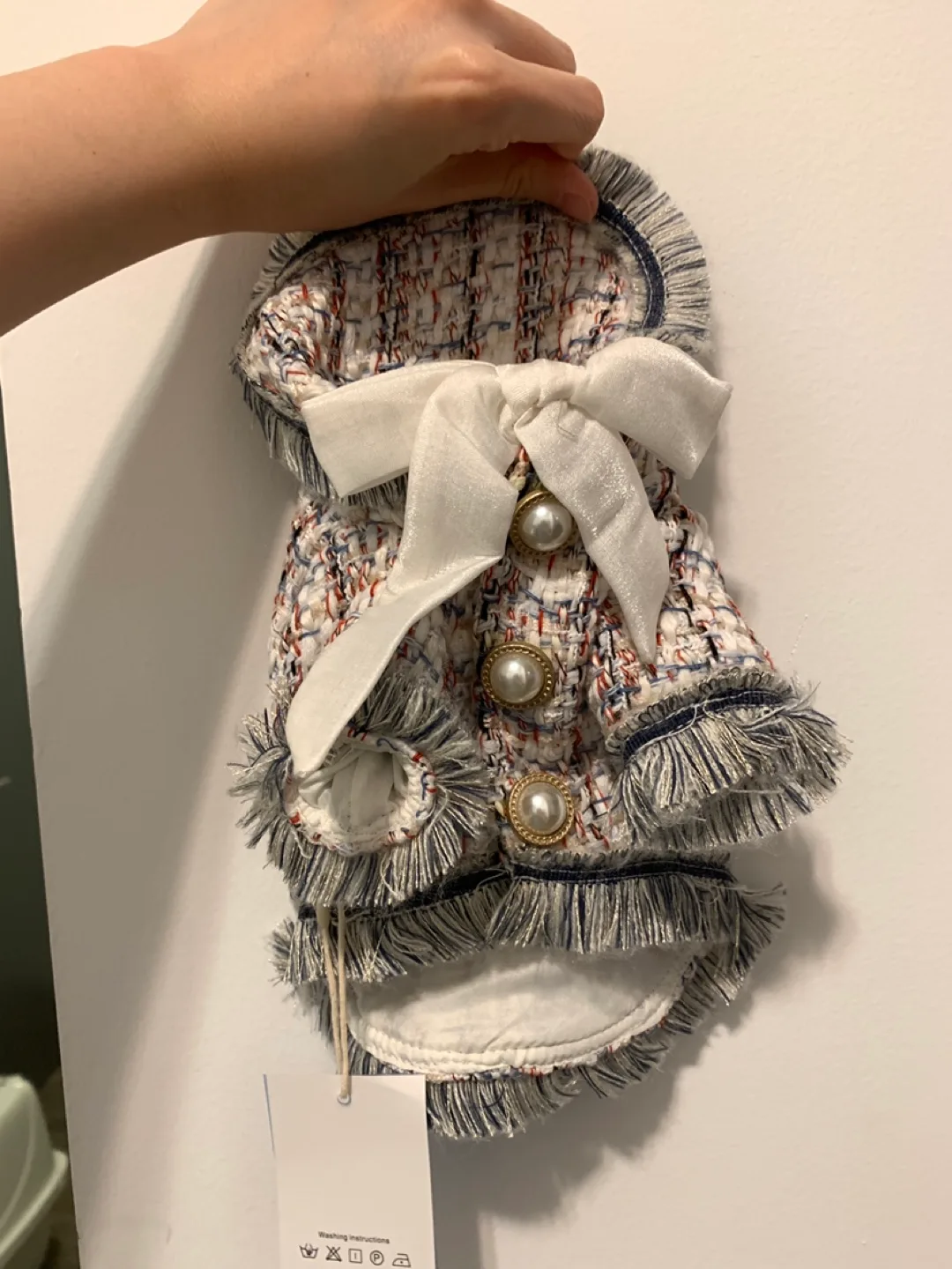 Brand new pet jacket with bow and fringe thumbnail