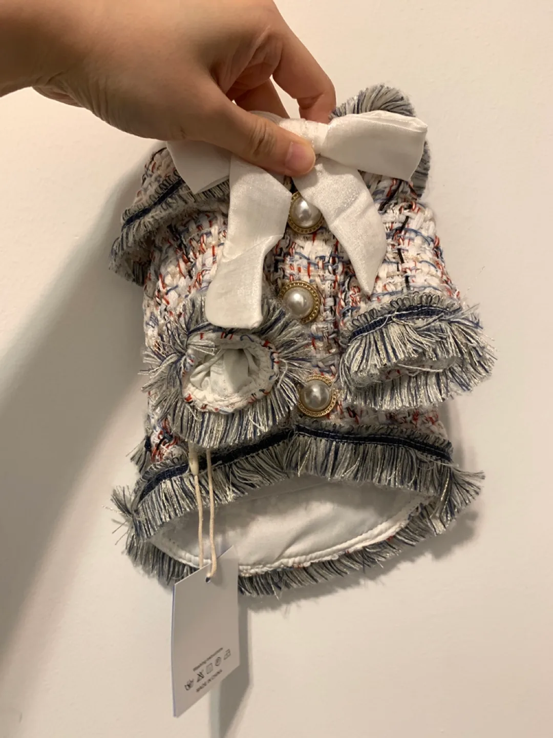 Brand new pet jacket with bow and fringe image indicator(2)