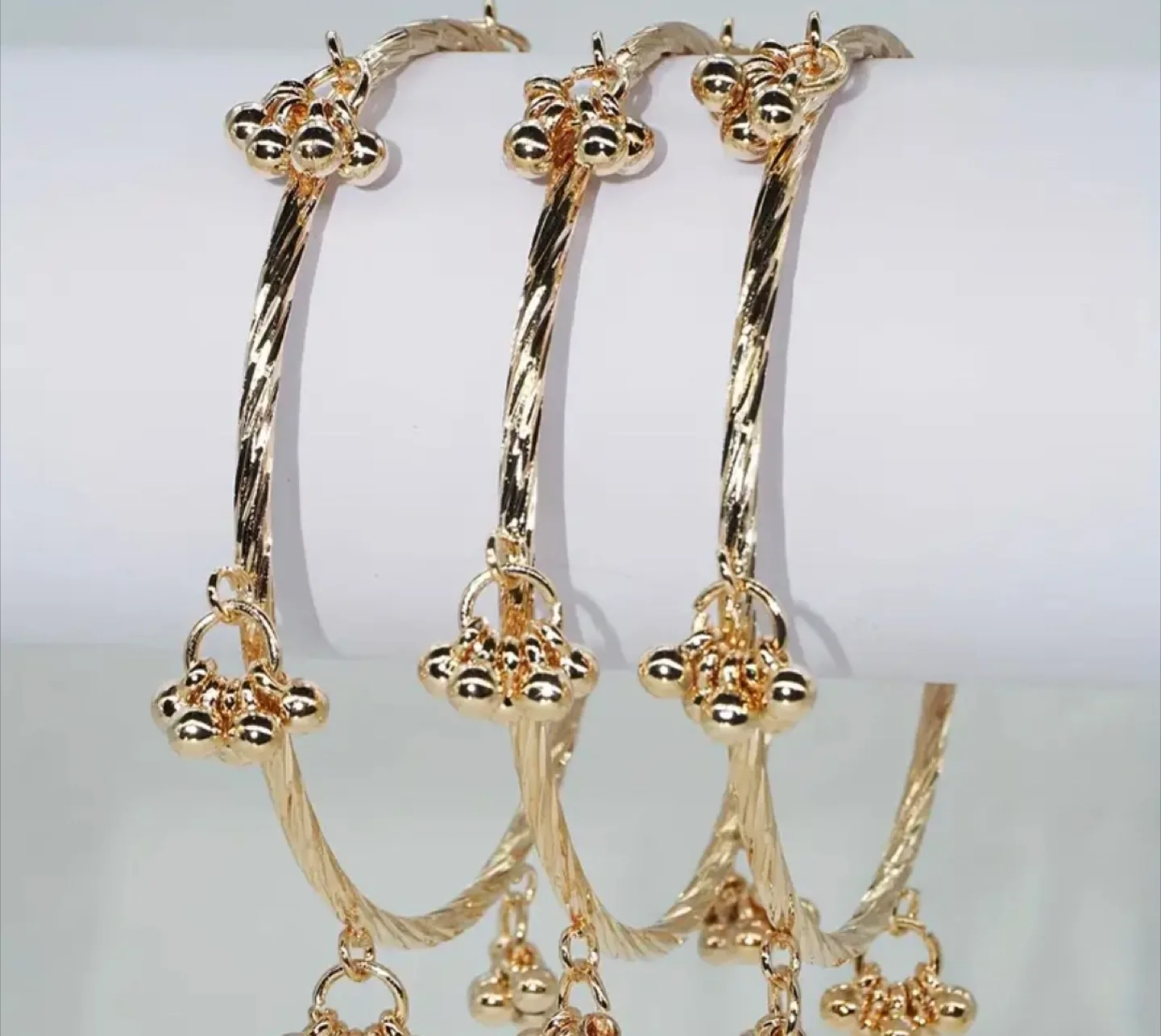 Brand New Gold Plated Jhumka Indian Bangles image indicator(2)