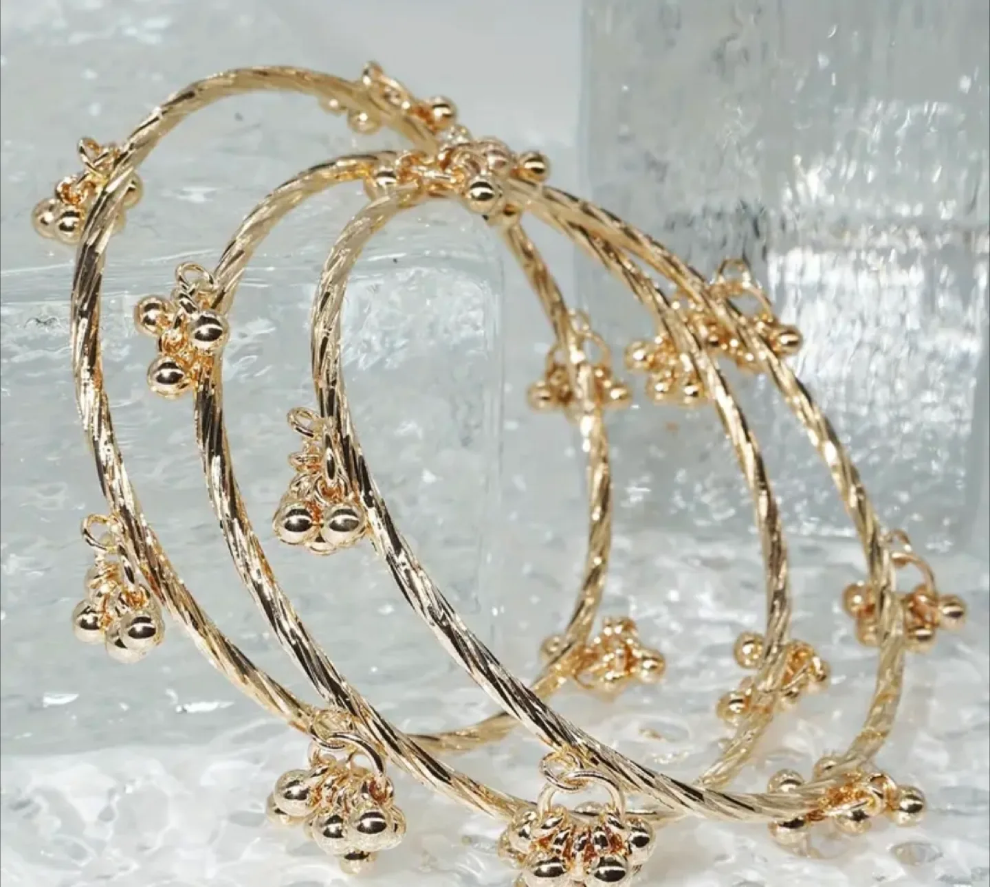 Brand New Gold Plated Jhumka Indian Bangles image indicator(3)