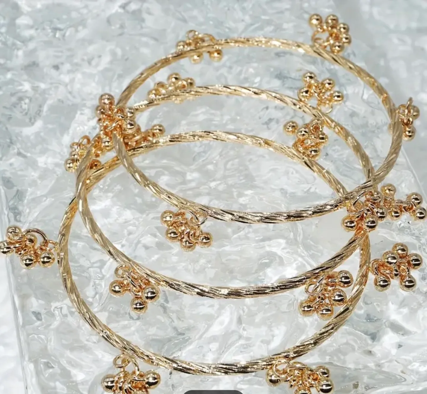 Brand New Gold Plated Jhumka Indian Bangles image indicator(4)