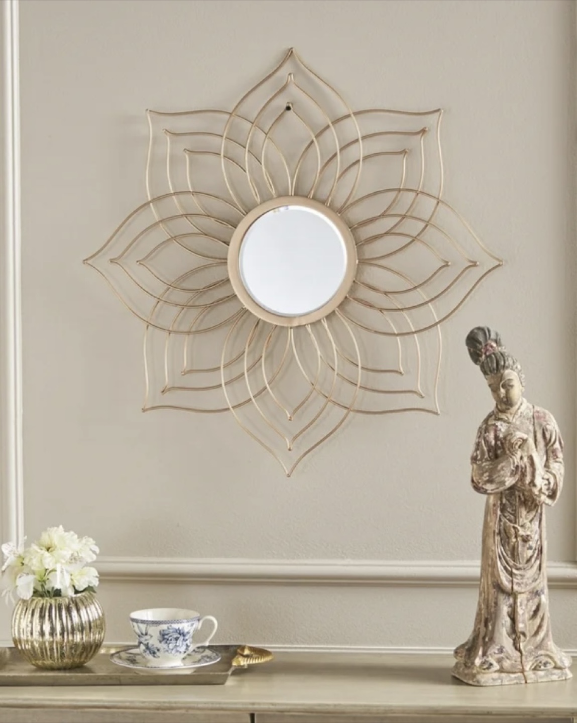 Rose Gold Floral Wall Mirror