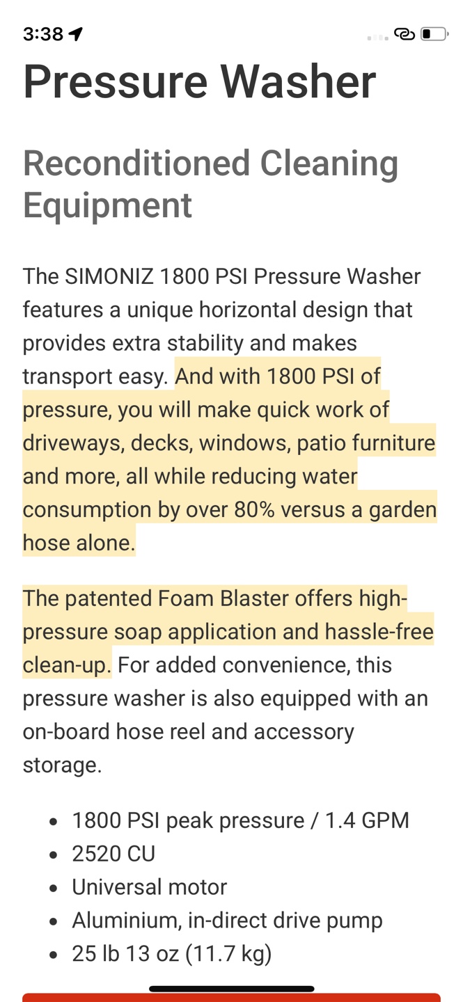 Simoniz 1800 PSI Pressure Washer🇨🇦 - photo 4