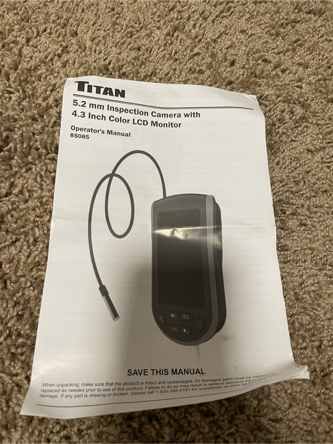 Titan Inspection Camera with 4.3 Inch Monitor