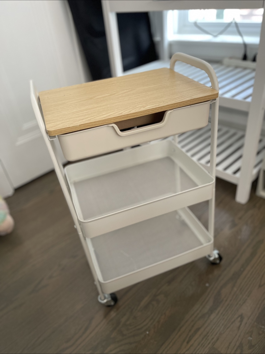 Rolling Cart with Wooden Top