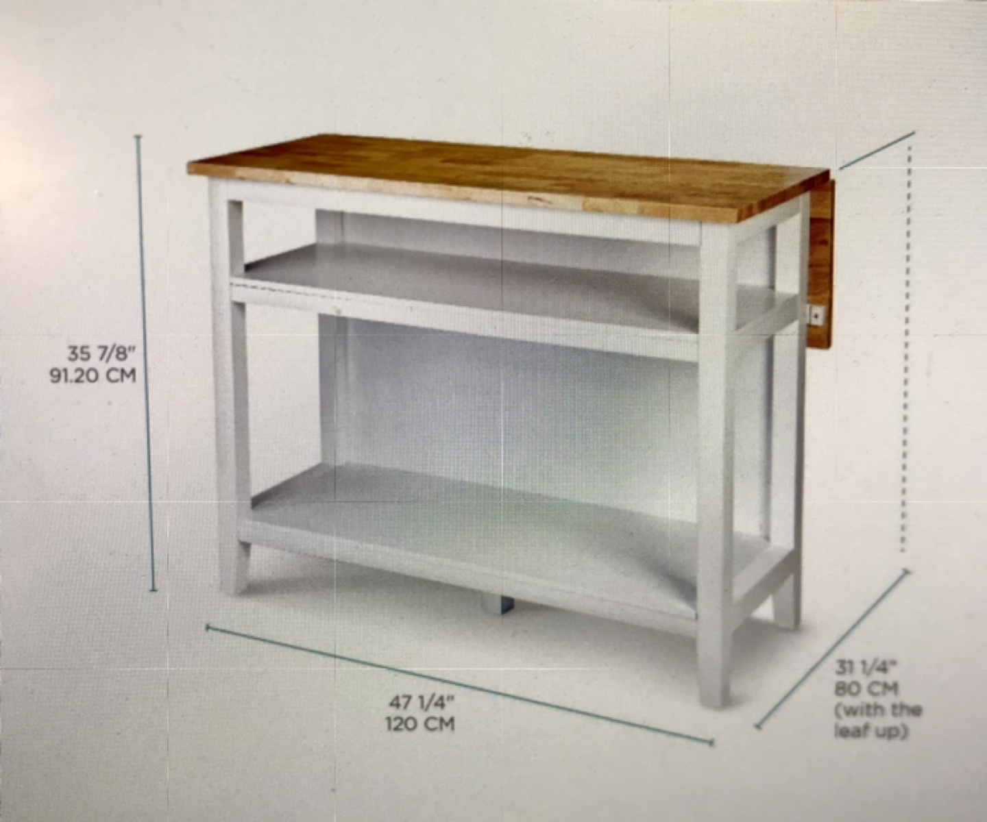Kitchen Island Table with Drop Leaf - photo 2