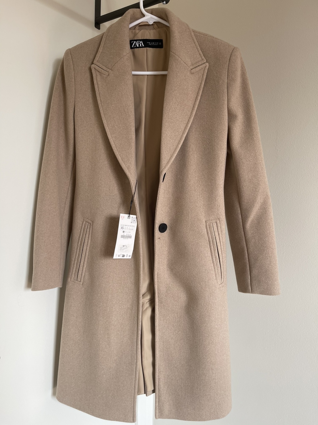 Zara Taupe Brown Fitted Soft Coat - XS - photo 2