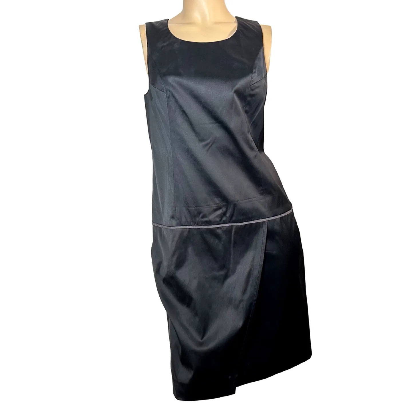 Club Monaco Black Taffeta A Line Drop Waist Dress Size 8 image indicator(3)