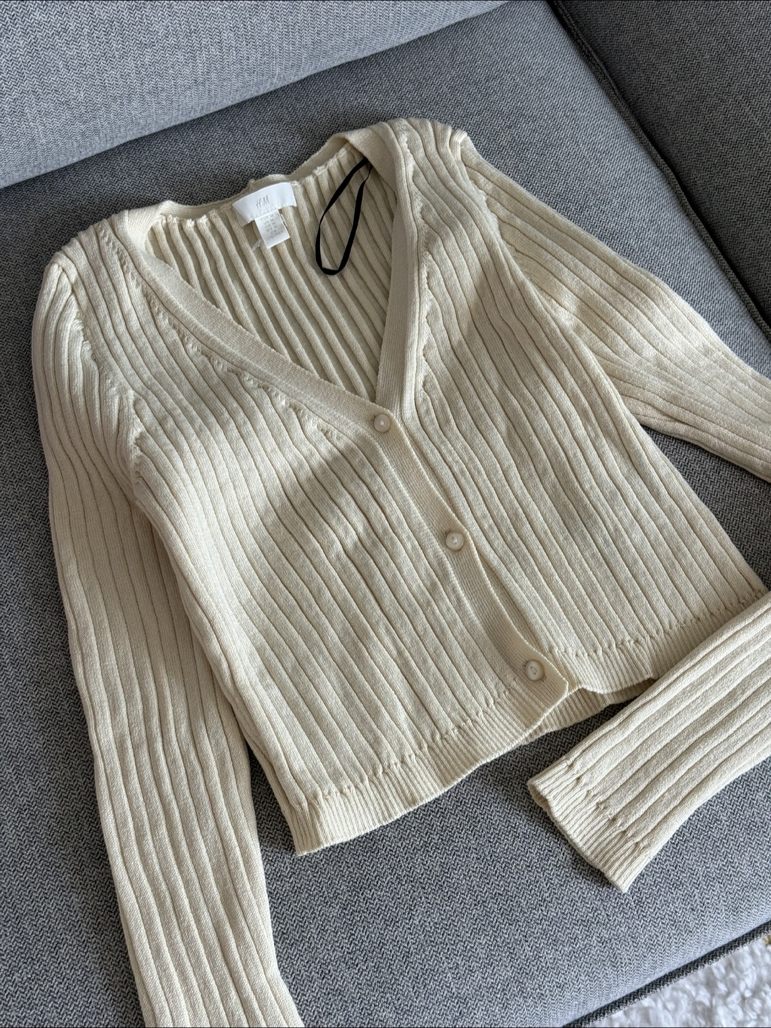 H&M Cream Ribbed Cardigan - photo 2