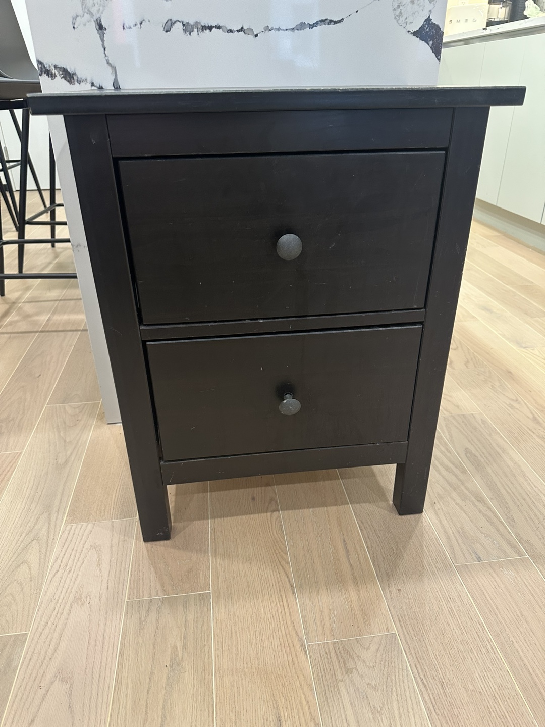 Single Black 2-Drawer Side Table