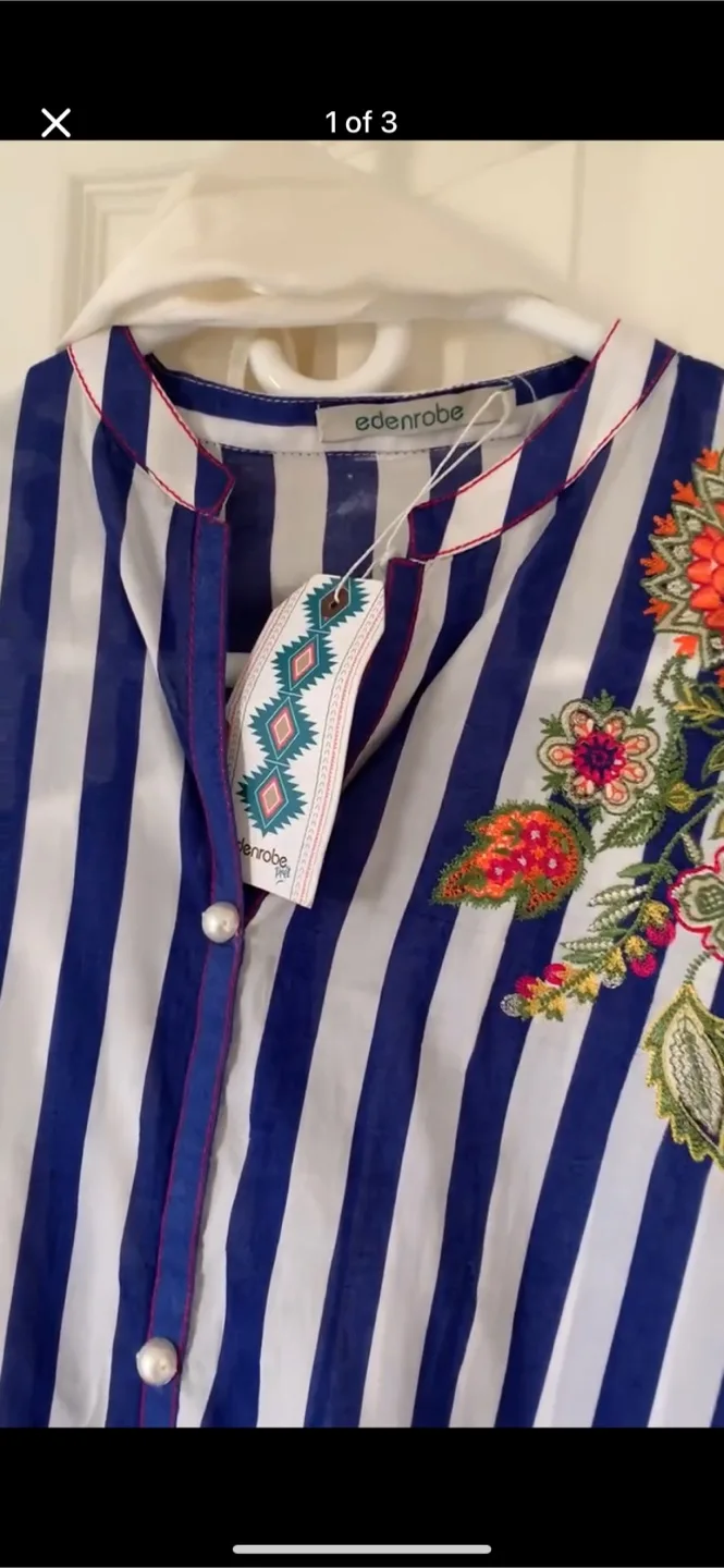 Edenrobe Striped Embroidered suit coral spring ne location image indicator(2)