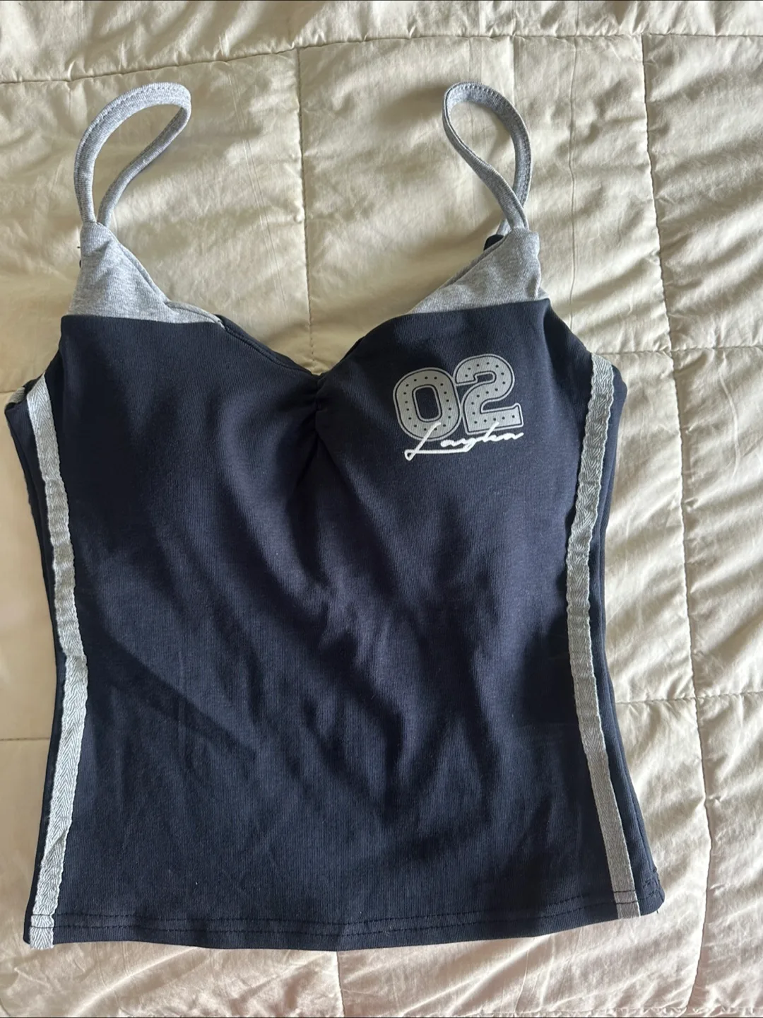 Navy Blue Tank Top with Details