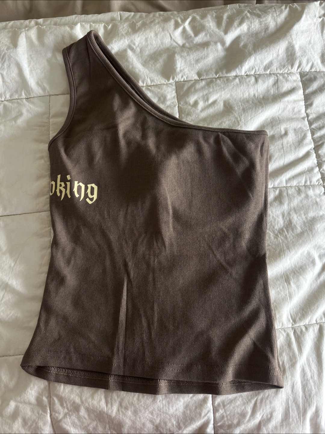 One-shoulder Brown Tank Top - photo 2