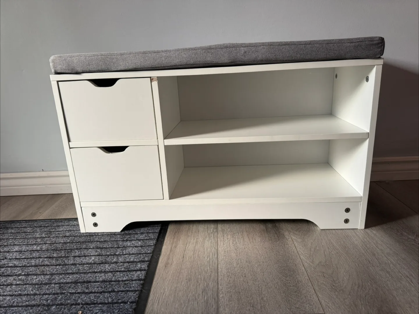 UPHOLSTERED SHOE STORAGE BENCH WITH DRAWERS- WHITE thumbnail