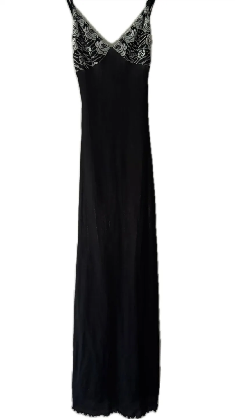 Black Slip Dress with Lace Detailing thumbnail