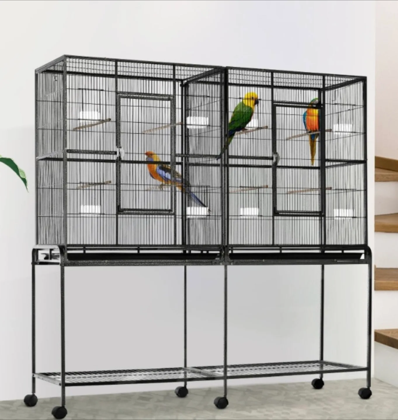 PAWHUT 64" XL DOUBLE BIRD CAGE ON WHEELS thumbnail